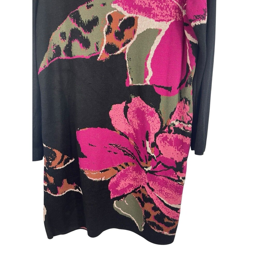 Chico’s Travelers Dark Floral Cardigan Womens 4 XL Black Pink Open Front Duster - Picture 5 of 13